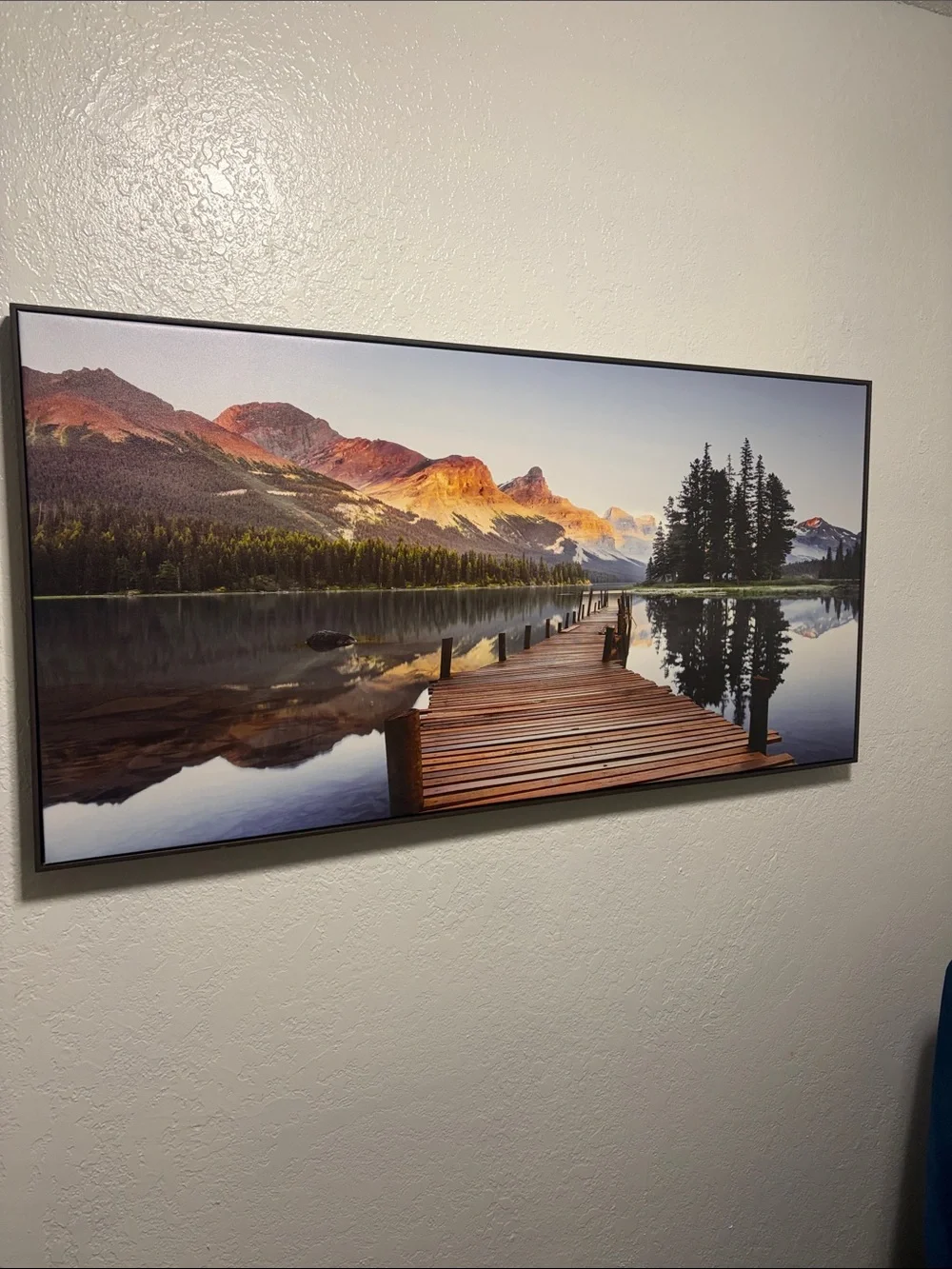 Sunset Mountain Lake Framed Wall Art in Brown and Green